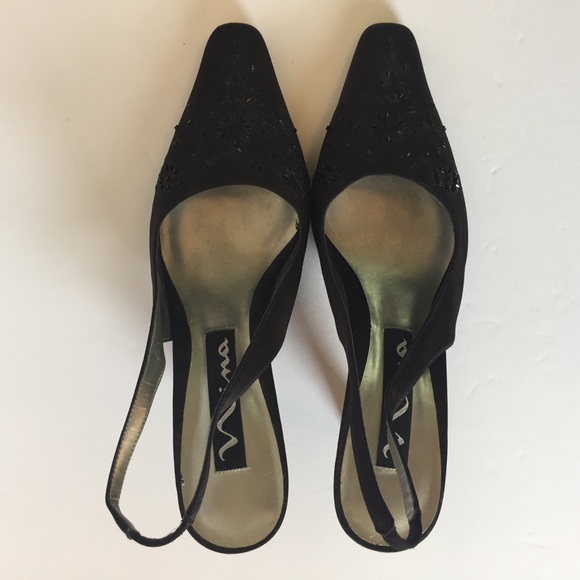 Nina Beaded Point Toe Heels Black Size 8M - Picture 6 of 8